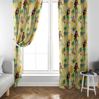 Hawaii Hula Girl Tropical Window Curtain Yellow Palaka LT01 - Polynesian Pride