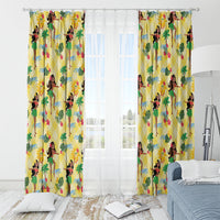 Hawaii Hula Girl Tropical Window Curtain Yellow Palaka LT01 - Polynesian Pride