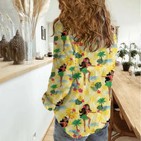 Hawaii Hula Girl Tropical Women Casual Shirt Yellow Palaka LT01 - Polynesian Pride