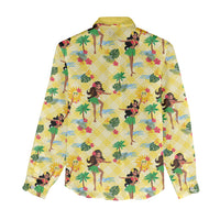 Hawaii Hula Girl Tropical Women Casual Shirt Yellow Palaka LT01 - Polynesian Pride