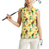 Hawaii Hula Girl Tropical Women Sleeveless Polo Shirt Yellow Palaka LT01 - Polynesian Pride