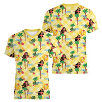 Hawaii Hula Girl Tropical Women V-Neck T-Shirt Yellow Palaka LT01 - Polynesian Pride