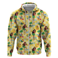Hawaii Hula Girl Tropical Zip Hoodie Yellow Palaka LT01 Zip Hoodie Yellow - Polynesian Pride