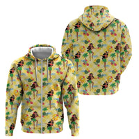Hawaii Hula Girl Tropical Zip Hoodie Yellow Palaka LT01 - Polynesian Pride