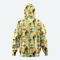 Hawaii Hula Girl Tropical Zip Hoodie Yellow Palaka LT01 - Polynesian Pride
