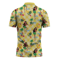 Hawaii Hula Girl Tropical Zipper Polo Shirt Yellow Palaka LT01 - Polynesian Pride