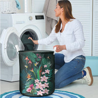 Hawaii Hummingbird Tropical Flowers Laundry Basket Dark Green LT01 - Polynesian Pride