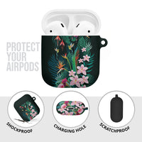 Hawaii Hummingbird Tropical Flowers AirPods Case Dark Green LT01 - Polynesian Pride