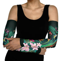 Hawaii Hummingbird Tropical Flowers Arm Sleeves Dark Green LT01 - Polynesian Pride