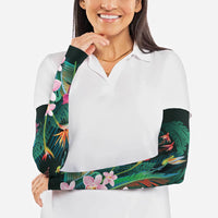 Hawaii Hummingbird Tropical Flowers Arm Sleeves Dark Green LT01 - Polynesian Pride