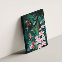 Hawaii Hummingbird Tropical Flowers Canvas Wall Art Dark Green LT01 - Polynesian Pride