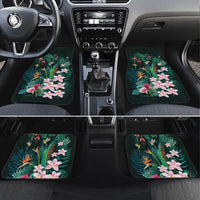 Hawaii Hummingbird Tropical Flowers Car Mats Dark Green LT01 Set 4pcs Green - Polynesian Pride