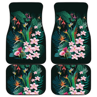 Hawaii Hummingbird Tropical Flowers Car Mats Dark Green LT01 - Polynesian Pride