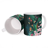Hawaii Hummingbird Tropical Flowers Ceramic Mug Dark Green LT01 - Polynesian Pride
