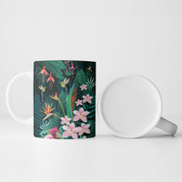Hawaii Hummingbird Tropical Flowers Ceramic Mug Dark Green LT01 - Polynesian Pride