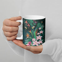 Hawaii Hummingbird Tropical Flowers Ceramic Mug Dark Green LT01 - Polynesian Pride