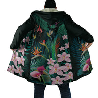 Hawaii Hummingbird Tropical Flowers Cloak Dark Green LT01 - Polynesian Pride