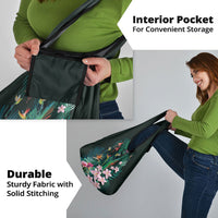 Hawaii Hummingbird Tropical Flowers Grocery Bag Dark Green LT01 - Polynesian Pride