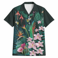 Hawaii Hummingbird Tropical Flowers Hawaiian Shirt Dark Green LT01 Green - Polynesian Pride