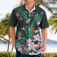Hawaii Hummingbird Tropical Flowers Hawaiian Shirt Dark Green LT01 - Polynesian Pride