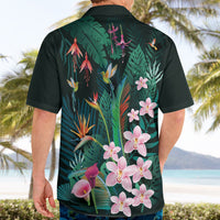 Hawaii Hummingbird Tropical Flowers Hawaiian Shirt Dark Green LT01 - Polynesian Pride
