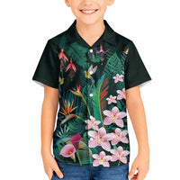 Hawaii Hummingbird Tropical Flowers Hawaiian Shirt Dark Green LT01 - Polynesian Pride