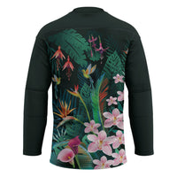 Hawaii Hummingbird Tropical Flowers Hockey Jersey Dark Green LT01 - Polynesian Pride