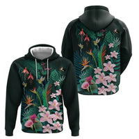 Hawaii Hummingbird Tropical Flowers Hoodie Dark Green LT01 - Polynesian Pride