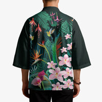 Hawaii Hummingbird Tropical Flowers Kimono Dark Green LT01 - Polynesian Pride