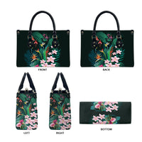 Hawaii Hummingbird Tropical Flowers Leather Bag Dark Green LT01 - Polynesian Pride
