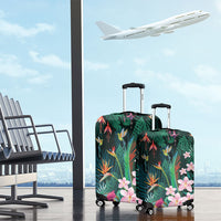Hawaii Hummingbird Tropical Flowers Luggage Cover Dark Green LT01 - Polynesian Pride
