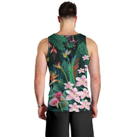 Hawaii Hummingbird Tropical Flowers Men Tank Top Dark Green LT01 - Polynesian Pride