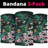 Hawaii Hummingbird Tropical Flowers Neck Gaiter Dark Green LT01 package One Size: 25*50cm Green - Polynesian Pride