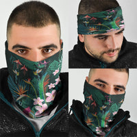 Hawaii Hummingbird Tropical Flowers Neck Gaiter Dark Green LT01 - Polynesian Pride