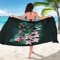 Hawaii Hummingbird Tropical Flowers Sarong Dark Green LT01 - Polynesian Pride