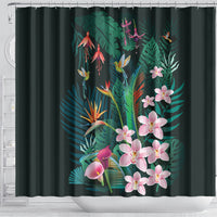 Hawaii Hummingbird Tropical Flowers Shower Curtain Dark Green LT01 - Polynesian Pride