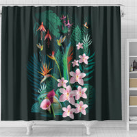 Hawaii Hummingbird Tropical Flowers Shower Curtain Dark Green LT01 - Polynesian Pride