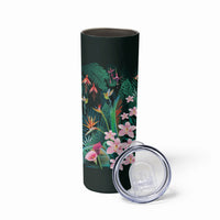 Hawaii Hummingbird Tropical Flowers Skinny Tumbler Dark Green LT01 - Polynesian Pride