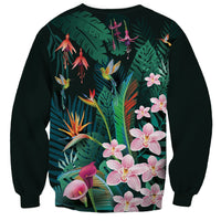 Hawaii Hummingbird Tropical Flowers Sweatshirt Dark Green LT01 - Polynesian Pride