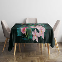 Hawaii Hummingbird Tropical Flowers Tablecloth Dark Green LT01 - Polynesian Pride