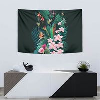 Hawaii Hummingbird Tropical Flowers Tapestry Dark Green LT01 - Polynesian Pride