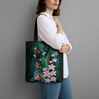 Hawaii Hummingbird Tropical Flowers Tote Bag Dark Green LT01 - Polynesian Pride