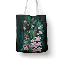 Hawaii Hummingbird Tropical Flowers Tote Bag Dark Green LT01 - Polynesian Pride
