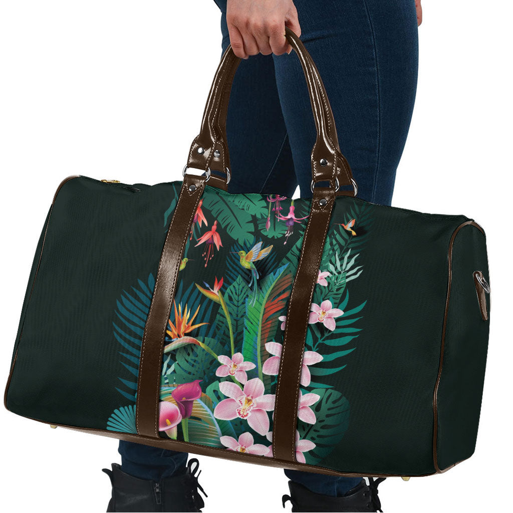 Hawaii Hummingbird Tropical Flowers Travel Bag Dark Green LT01 - Polynesian Pride