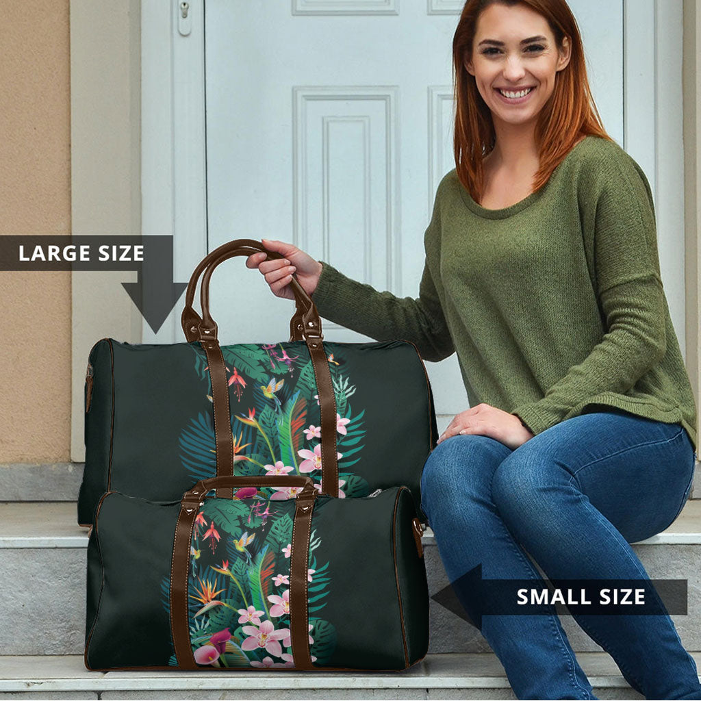 Hawaii Hummingbird Tropical Flowers Travel Bag Dark Green LT01 - Polynesian Pride