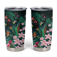 Hawaii Hummingbird Tropical Flowers Tumbler Cup Dark Green LT01 Green - Polynesian Pride