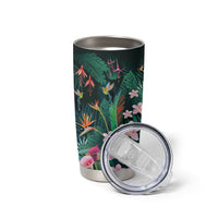 Hawaii Hummingbird Tropical Flowers Tumbler Cup Dark Green LT01 - Polynesian Pride