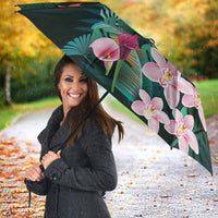 Hawaii Hummingbird Tropical Flowers Umbrella Dark Green LT01 - Polynesian Pride