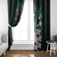 Hawaii Hummingbird Tropical Flowers Window Curtain Dark Green LT01 - Polynesian Pride