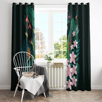 Hawaii Hummingbird Tropical Flowers Window Curtain Dark Green LT01 - Polynesian Pride